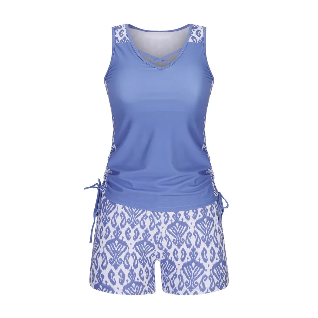 ⏰LAST DAY 60% OFF - Miraclesuit Women's Tummy Control Tankini Set with Built-In Bra – Flattering Boho Swimwear with Shorts🔥