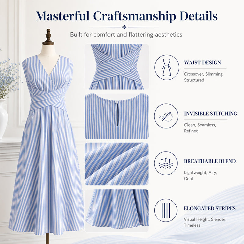⏳Limited-time ⏰Women Casual Striped Maxi Dress Sleeveless🎀👗