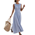 ⏳Limited-time ⏰Women Casual Striped Maxi Dress Sleeveless🎀👗